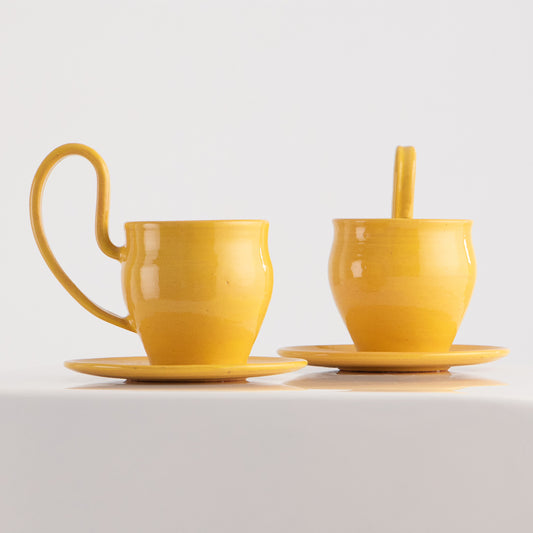 heart handle tea cup set